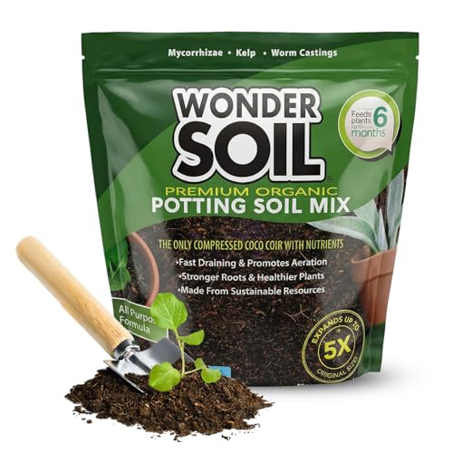 | Organic Potting Soil | 12 QUARTS of Ready to Plant Coco Coir Fully Loaded with Nutrients | 3 LBS Bag Expands to 12 Quarts of Indoor Outdoor Soil | Incl Worm Castings, Perlite