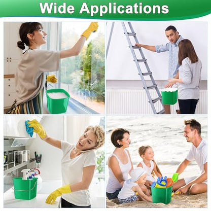 Zhehao 6 Pcs 3 Quart Bucket for Cleaning Small Sanitizer Bucket for Restaurant Square Plastic Pail with Handles for Home, Offices, Commercial Use, Food Service(Dark Green) - color: Dark Green