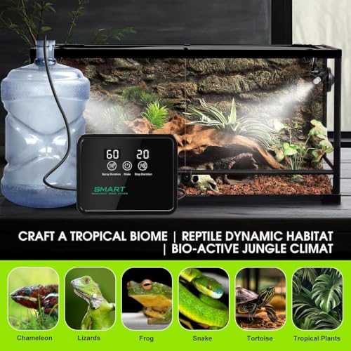 Automatic Reptile Mister Timer 360 Nozzle Terrarium Misting System | Automatic Reptile Mister with Timer 360 Nozzles External Water Supply Quiet Misting System Easy DIY for Terrariums Humidifier