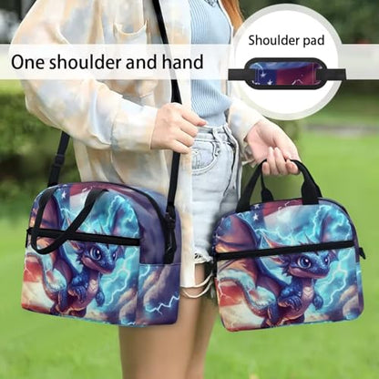 Dragon Kids Lunch Box Insulated Lunch Bag Student American Flag Insulated Lunch Bag Camping Lunchbox Portable Lunchbag Outdoor Camping Lunch Container for School - color: Dragon American Flag