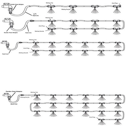 Patio Misting Kit Assembly - Make Your own Misting System (60Ft-16 Nozzles) - size: 60Ft-16 Nozzles