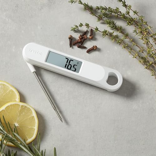 Taylor Folding Stem Display Food Instant Read Digital Thermometer, 0.7 Inch LCD Readout, White (1476WH) - color: White