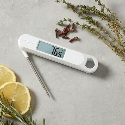 Taylor Folding Stem Display Food Instant Read Digital Thermometer, 0.7 Inch LCD Readout, White (1476WH) - color: White