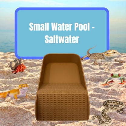 Hermit Crab Watering Pool | Platform Pool Accessory with Access Ramp for Hermit Crabs | 6.5" x 4" | Made in USA (Salt Only, Tan) - color: Salt Only, Tan