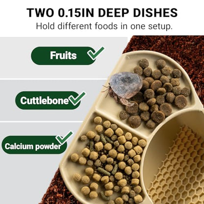 Hermit Crab Habitat Shelter with Dual Food Bowls, 2-in-1 Cave Shelter & Feeding Dish, Textured Climbing Ramp & Viewing Window, Hermit Crab Accessories for Habitat & Tank Setup (Sand) - color: Sand
