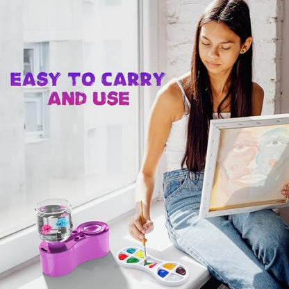 2026 New Version Paint Brush Cleaner and Washer - Advanced Leak-Resistant Design for Acrylic, Watercolor & Water-Based Paints - color: Purple