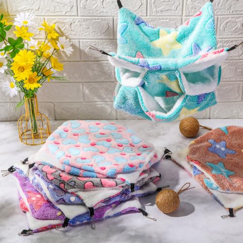 Sadnyy 6 Pcs Rat Hammocks Small Rodent Hanging Bed,Fresh Pattern | Rat Hammock for Cage, Small Animal Hammocks, Sugar Glider Hammock, Rat Cage Accessory for Chinchilla Glider Squirrel Reptiles