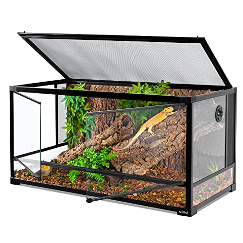 Glass Reptile Terrarium, 40"x20"x20" Bearded Dragon Tank with One-Hand Opening Front Hinge Doors, Top and Front Ventilation, Reptile Habitat for Bearded Dragon Ball Python Snake Gecko Knock-Down - style: 40"x20"x20"(70 Gal)