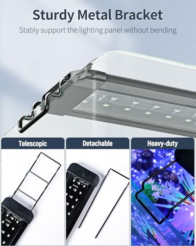 Pawfly 6 W Extendable Aquarium LED Light for 6 to10 Inch Fish Tank with Full Spectrum Brilliant White Blue Red Lights with Daytime & Night Modes and Adjustable Brightness - color: Basic with Timer, size: 6"-10"