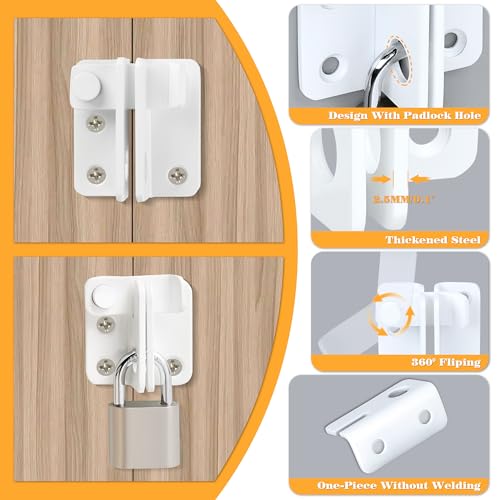 Alise Flip Latch Gate Latch White Shed Lock Shed Latch Barn Door Lock Locking Latches for Barn Fence Cabinet Garden Garage Window Pet Dog Cage,Stainless Steel Shed Door Latch Barn Door Lock,S-Size | Stainless Steel Door Lock Latches for Shed Barn Wooden F