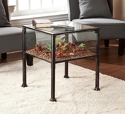 SEI Furniture - Terrarium Display End Table - Transitional Design, Black Finish - Ideal for Living Room, Bedroom (CK8862) - style: End Table