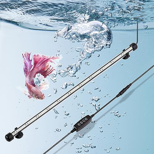 DaToo 12W 23inch Submersible Aquarium Light Underwater Fish Tank Light LED Aquarium Light Bar with Timer Auto On/Off and Dimmer Adjustable Brightness, 1 Yr Warranty - size: 12W 23inch (With Timer&Dimmer)