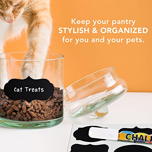 96 Pack Chalk Label, for Marking Kids, Dog, Cat, Ferret Treats, Bottles & Kitchen Food Containers, Includes Writing Pen
