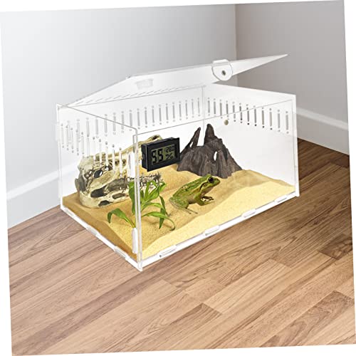 Transparent Reptile Breeding Box with Ventilation for Geckos Snakes Spiders Portable Lightweight Feeding Cage Suitable for Outdoor Pet Transport and Habitat Maintenance