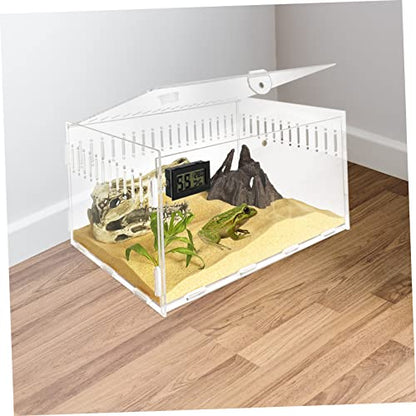Transparent Reptile Breeding Box with Ventilation for Geckos Snakes Spiders Portable Lightweight Feeding Cage Suitable for Outdoor Pet Transport and Habitat Maintenance