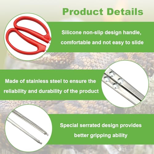 Snake Feeding Tongs,14.8 Inch Straight Mouth Reptile Feeding Tongs,Heavy Duty Snake Feeding Tongs for Corn Ball Python Accessories,Bearded Dragon Reptile Tanks Terrarium Accessories Supplies
