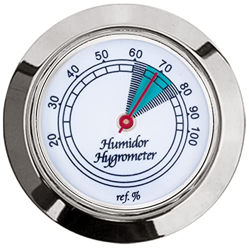 Medium Round Analog Hygrometer Humidity Gauge for Humidors - Color: Chrome - color: Chrome