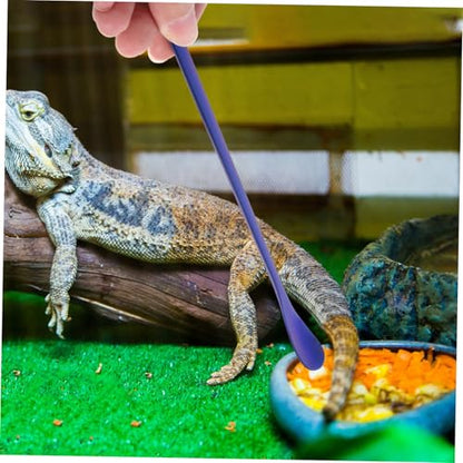 2pcs Sturdy Reptile Spoon Reptile Feeding Tool Dish Gecko Feeding Spoon Pet Supply - color: Blue