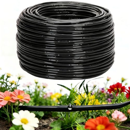 1/4" Drip Irrigation Tubing with 6" Emitter Spacing, (500 Ft Roll) Hydroponics Dripline with Built-in 0.5 GPH Dripper, Drip Line for Irrigation, Garden Beds and Greenhouses (Black) - size: 500FT