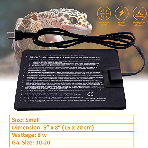 Aiicioo Reptile Heating Pad - 6x8Inch Hermit Crab Heater Heat Mat for Reptiles Snake Lizard Terrarium 8 Watt 2Pack