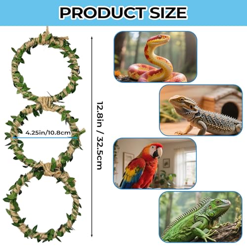 2 Pack Snake Climbing Rings for Ball Python & Corn Snake,Reptile Enrichment Toys for Snake,Ball Python Tank Decor,Reptile Tank Accessories for Bearded Dragon,Chameleon, Iguana, Gecko, Lizard (Green) - color: Green