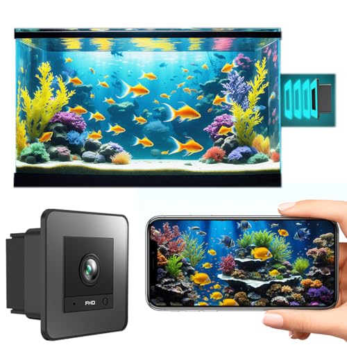 eLinkSmart 2K Aquarium Security Camera Anti-Glare & Anti-Reflection for Glass Tank/Window/Door, Fish & Reptiles, with Night Vision, Motion Detection, 2-Way Audio, 24/7 Local Storage 140° Wide-Angle