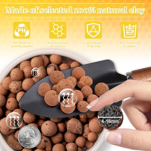 10LB Organic Leca Clay Pebbles for Plants, 4-16mm Natural Leca Ball | Reusable, Drainage, Aeration, Moisture Retention, Hydroponic, Lightweight for Orchids, Succulents, Terrarium, Indoor Plants - size: 10LB