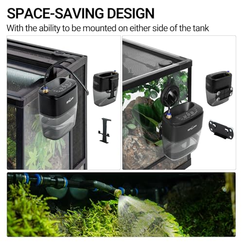 REPTI ZOO 800ml Portable Mister Fogger for Reptile Tank Enclosure - Terrarium Misting System With 2 Nozzles for Amphibians and Rainforest Plants