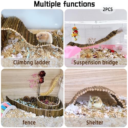 2-Pack Rat Bendy Long Suspension Bridges 19.7 x 2.7 Inch Hamster Climbing Ladder Flexible Wooden Bridge for Dwarf Hamster Sugar Glider Rodents Mouse - size: 2PCS 19.7x2.7in