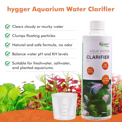 hygger Aquarium Water Clarifier, Water Clarifier for Fish Tank, Clears Cloudy Water for Freshwater and Saltwater Tanks, 1000 ML - size: 1000 mL