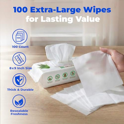 Best Pet Supplies Cleaning Dog Wipes - Hydrating Aloe, 400 Count | Unscented, Large 8x9" Pet Wipes, Vitamin E, Puppy & Cat Safe, Gentle Grooming, Resealable Pouch Prevents Drying - color: Hydrating Aloe Vera, size: 400 Count