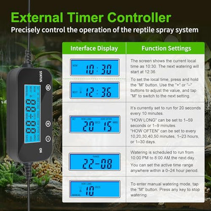 Reptile Fogger Humidifier for Glass Terrariums, Auto-Refill Misting System with Timer, Suitable for Reptiles/Amphibians/Grow Tents