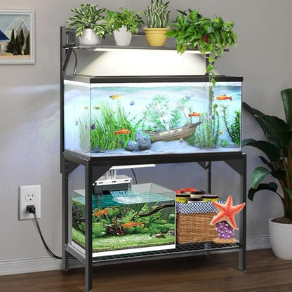 40 Gallon Fish Tank Stand – Aquarium Stand with Power Outlets, 37.7" x 19.2" x 58.66", Heavy-Duty Metal Tank Stand, 40 Gallon Reptile Tank Stand for Home Office – Tank Not Included (Black)