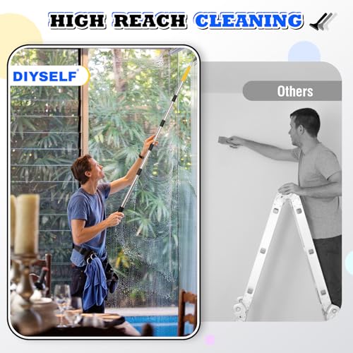 DIYSELF Scraper Tool 5.4 ft (65 in), Adjustable Floor Scraper | Heavy-duty paint scraper with 4-Inch Razor Blade, long-handle razor scraper for cleaning windows, glass, shower, gum, tile
