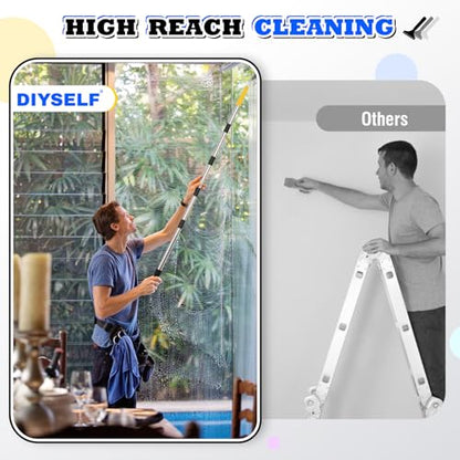 DIYSELF Scraper Tool 5.4 ft (65 in), Adjustable Floor Scraper | Heavy-duty paint scraper with 4-Inch Razor Blade, long-handle razor scraper for cleaning windows, glass, shower, gum, tile