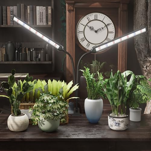 LED Grow Light,White Full Spectrum Clip Plant Growing Lamp | Desk Lamp with High Power Red Blue LEDs for Indoor Plants,Adjustable Gooseneck,Dimming & Optional Auto Timer - size: 75Watts