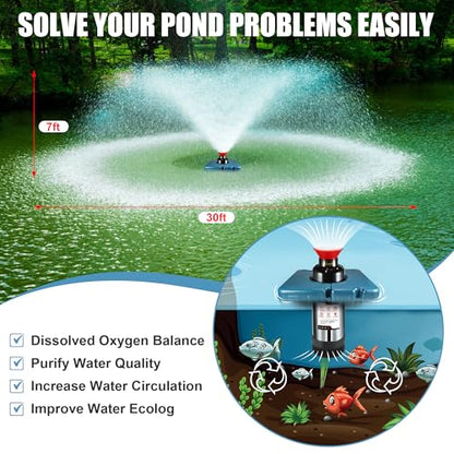 Goldlife Pond Fountain Aerator F2 1HP 750W 15000GPH Floating Fountains Pump | 110V, Stainless Steel Auto Powerful Aerating Fountain Pump For Small/Large Pond Lake, Eye-Catching Water Spary, Boosts Oxygen - color: Blue B