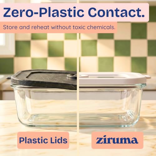 Non-Toxic Glass Food Containers with Lids, 2-Pack, 50 oz, Airtight, Gray | Plastic & BPA free. Glass body, glass lid & platinum silicone seal. Airtight & leakproof. Freezer & microwave safe. - color: Gray, size: 50 Oz