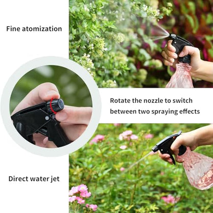 wugongshan 2 Pcs Spray Bottles, 500 ml/17 oz Empty Water Spray Bottles, Plastic Reusable Adjustable Mist Sprayer Squirt Bottles Containers Refillable for Cleaning Solutions, Gardening, Plants (Pink) - color: Pink
