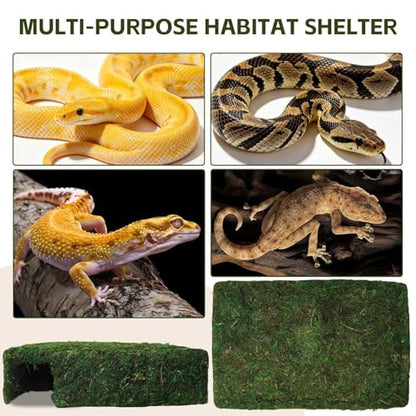 L Size Green Moss Cave Hide, Reptile Shelter for Gecko Snake - color: L Green