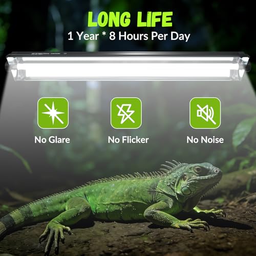 GlowUp 22inch 24W T5 5.0 UVB Light for Reptiles Light Fixture Combo Kit Reptile Lamp Tube Terrarium Hood UVB Light for Bearded Dragon Rainforest Dwelling Reptiles, Chameleons, Iguanas, Turtles