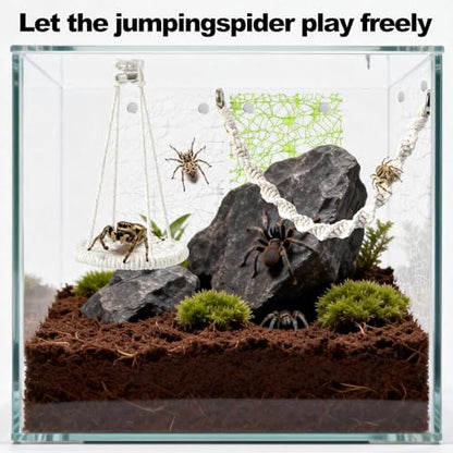5 PCS Jumping Spider Rope Bridge Swings Set，Jumping Spider Webbed Moss Ribbon Tarantula Enclosure Accessories Natural Cotton Rope Handmade Pet Tiny Animals Enclosure Decorations - size: Style A