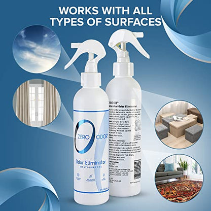 Zero Odor - Multi-Purpose Strong Odor Eliminator for Home, Office, Car, Bathroom, Hotel, Room Deodorizer, and Odor Neutralizer, 8oz Two Pack - size: 8 Fl Oz (Pack of 2)