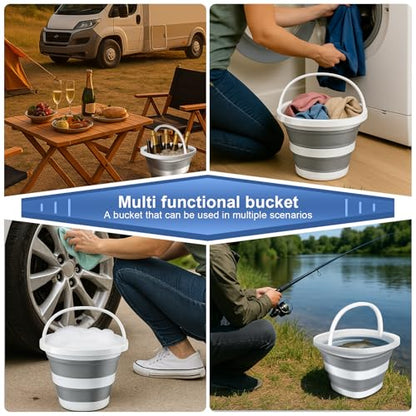 1Pack Collapsible Bucket 2.6Gal (10L) - Folding Bucket for Camping, Car Wash, Gardening, Cleaning & Outdoor | Portable Space-Saving Design with Handle, Easy to Carry & Store