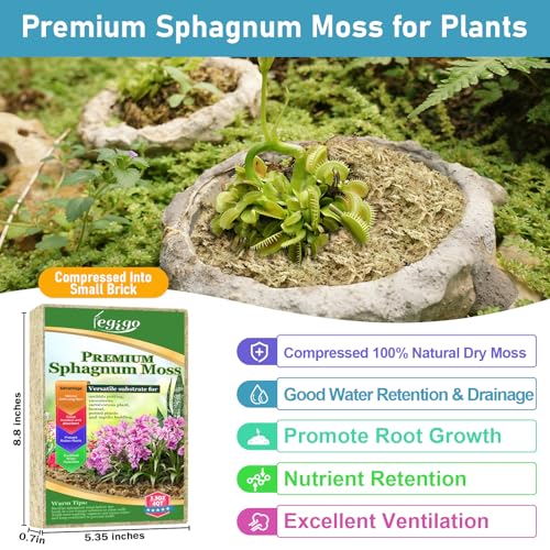 3.5oz Sphagnum Moss for Plants, 4QT Orchid Moss Potting Mix | Long Fiber Sphagnum Moss Dried for Plants Indoor, Orchid Repotting, Succulent, Carnivorous Plants, Terrarium and Reptiles - size: 3.5oz
