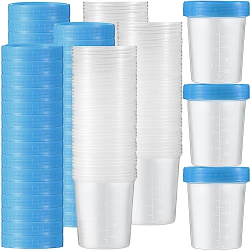 Geiserailie 100 Pcs Urine Cups 4oz Disposable Specimen Container,Blue | Pee Cups for Testing, Leak Proof Screw on Lids for Safe Urinalysis Pee Stool Sample Collection Analysis - color: Blue