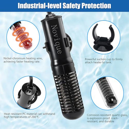 Mini Submersible Aquarium Heater 25W Small Betta Fish Tank Heater with Digital Thermometer (Preset Temperature 78℉)
