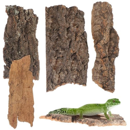 DECHOUS Natural Cork Bark Flats for Reptiles, 8-14cm, 4 Pack | Tree Bark Hide and Climbing Decor for Gecko Snake and Bearded Dragon Terrarium Enclosure