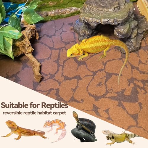 BNOSDM 2 PCS Reptile Carpet Mat Terrarium Liner Bedding Reptile Cage Mat Supplies for Tortoise Lizard Leopard Gecko Snake Chameleon 39.4" x 19.7" - size: XL（2PCS）：39.4 x 19.7 IN