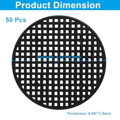 Plant Drainage Mesh Pads, 2.2 Inch, 50pcs Plastic Grid Mat | Round, Breathable Soil Guard, for Potted Plants, Bonsai, Black - size: 2.2 Inch